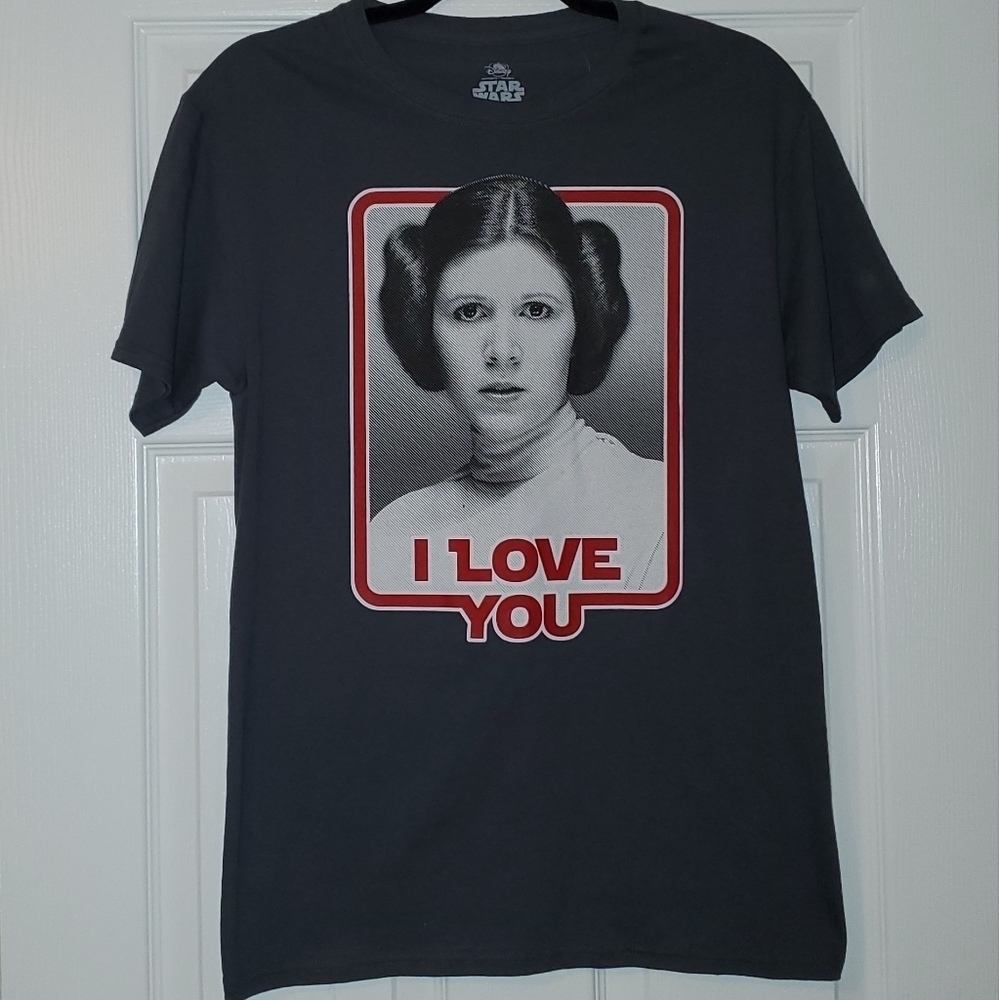 DISNEY Star Wars Princess Leia Organa I Love You Graphic Tee Size Small